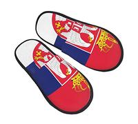 Home Slipper Wave Striped Serbian Flag Warm Slipper Comfortable Fluffy Slippers Unisex Scuff Slippers For Hotel Party Travel L