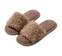 Home Slippers For Women Open Toe-Winter House Slippers Women,Curly Fur Fleece Lining Slipper,Unisex Washable Cotton Slipper,Fuzzy Warm Shoer,Cute Shoes Ladies,Skid Sole Shoes