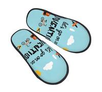 Home Slippers Let'S Go On An Adventure Pattern Fuzzy Slippers Comfy Washable Slipper For Guest Indoor Bedroom M