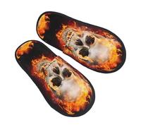 Home Slippers Satanic Skull In Flames In The Darkness Slippers Soft Unisex House Slipper For Party Bedroom Spa M