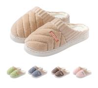 Home Slippers Unisex House Slippers For Couple Thick Soft Cushion Slipper Comfortable Fit Patchwork Slipper Indoor Warm Sliders Memory Foam Mule Sliders Plush Winter Slides For Her Him