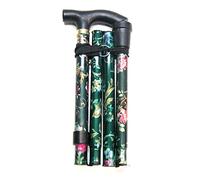 Home Smart Easy Fold Walking Stick Adjustable - Lightweight Aluminium Folding Walking Cane - Color : Green Flower