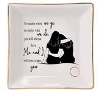 HOME SMILE Ceramic Ring Dish Jewelry Tray for Mom Sister Friends, 3.9" x 3.9" x 0.6", Ceramic