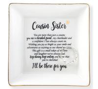 HOME SMILE Cousin Sister Gifts Mother's Day,Ceramic Ring Jewelry Dish Tray Plate for Birthday Graduation Christmas Wedding-You are More Than Just a Cousin,You Are a Chrished Friend, Ceramci