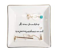 HOME SMILE Friends Gifts for Her Ring Trinket Dish Jewelry Tray-A True Friendship is a Journey Without an end-Birthday Gifts for Friends Female