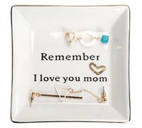 HOME SMILE Jewelry Tray - Mom Gift - Ceramic Ring Dish - Remember I Love You Mom - Mother's Day, Thanksgiving Gifts