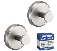 HOME SO Suction Cup Hooks O Shape (2 or 4 Pack) (Brushed Nickel, 2, Count)