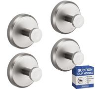 HOME SO Suction Cup Hooks O Shape (2 or 4 Pack) (Brushed Nickel, 4, Count)