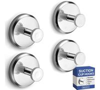 HOME SO Suction Cup Hooks O Shape (2 or 4 Pack) (Chrome, 4, Count)