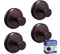 HOME SO Suction Cup Hooks O Shape (2 or 4 Pack) (Dark Bronze, 4, Count)
