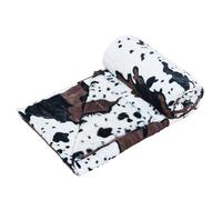 Home Soft Things Cow Print Blanket Throws Animal Black White Brown Throw for Chair Bedroom Living Room Sofa Couch Bed Outdoor Double Sided Faux Fur Fleece Soft Cozy Throw Blanket, 50" x 60"