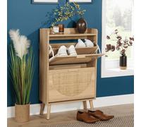 Home Source 2 Door Shoe Storage Cabinet Rattan Door Fronts Cabinet Furniture in Natural Home Source Natural