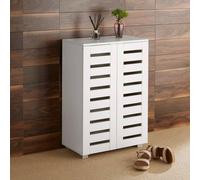 Home Source Oslo 2 Door Shoe Storage Cabinet Unit White Hallway Furniture