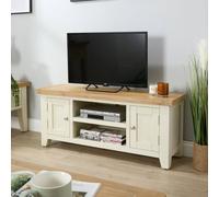 Home Source 2 Doors 2 Shelves TV Stand Media Entertainment Storage Cabinet Wooden in White Home Source White
