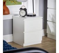 Home Source 2 Drawer Bedside Cabinet Nightstand Modern Storage Unit Bedroom in White Home Source White