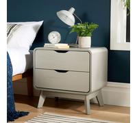 Home Source 2 Drawer Bedside Scandi Legs Home Bedroom Nightstand Lamp Side Table in Light Grey Home Source Light Grey