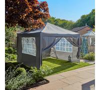Home Source 3M Grey Gazebo With Sides Windows Zip Up Marquee Outdoor Garden Party Tent