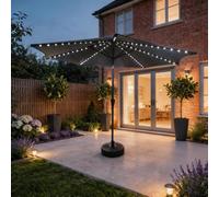 Home Source 3m Round Garden Parasol Patio Sun Shade Canopy Umbrella Crank Tilt in Grey Home Source Grey