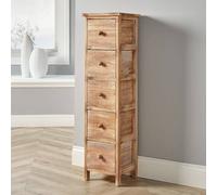 Home Source 5 Drawer Chest Wooden Tallboy Storage Organiser Fully Assembled in Natural Home Source Natural