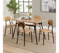 Home Source Harlow Oak Effect Table and 4 Chair Dining Set