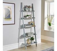 Ladder Shelf Bookcase 5 Tier Storage Shelving Display Stand Wall Rack Home Source Grey One Size