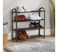 Home Source 5 Tier Metal Plastic Shoe Storage Rack Hallway Entryway Organisational in Black Home Source Black