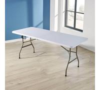 Home Source 5ft Folding Table Trestle Camping Party Picnic BBQ Stall Garden Indoor in White Home Source White