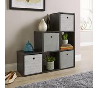 Home Source 6 Cube Staircase Storage Bookcase Shelf Unit Black