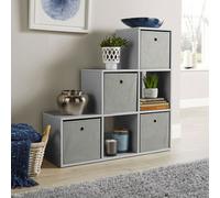 Home Source 6 Cube Staircase Storage Bookcase Shelf Unit Grey