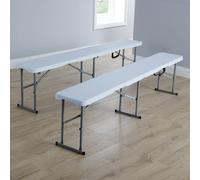 Home Source Pair of Folding Trestle Bench 6ft Heavy Duty, White