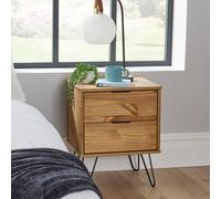 Home Source Acadia Industrial 2 Drawer Wooden Bedside Cabinet Table