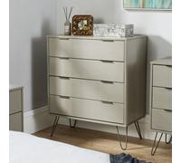 Home Source Acadia Solid Pine Grey 4 Drawer Storage Chest