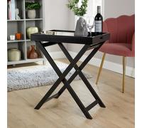 Side Coffee Table Butlers Tray Style Foldable MDF Living Room Home Source Black One Size