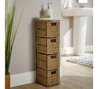 Home Source Ankara Fully Assembled Slim 4 Drawer Wicker Basket Storage Tower Unit Black