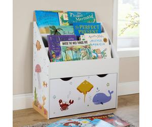 Home Source Anya Kids Ocean Theme Full-Width Drawer Sling Bookshelf Toy Storage Organiser Shelf Unit