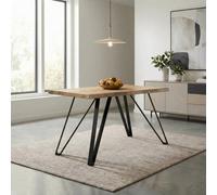 Home Source Arbore 140Cm Dark Oak Effect Dining Table With Black Metal Legs