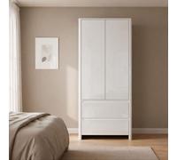 Home Source Ardenza High Gloss 2 Door Wardrobe With 2 Drawers And Hanging Rail