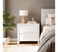 Home Source Ardenza White High Gloss 2 Drawer Bedside Cabinet Bedroom Storage Unit
