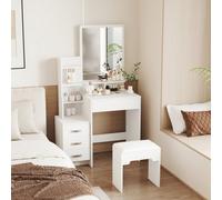 Home Source Arlo White 4-Drawer Dressing Table With Mirror & Stool Set
