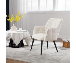 Home Source Armchair Boucle Cream Teddy Fur Living Room Home Accent Occassional Home Source Cream