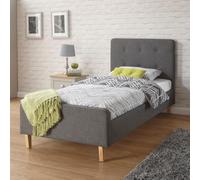 Ashbourne Fabric Upholstered Low End Bed Frame Home Source Grey Single