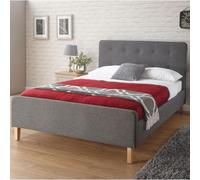 Home Source Ashbourne Bed Padded Headboard Fabric Upholstery Sturdy Wooden Frame in Grey | Size: Small Double Home Source Grey Small Double