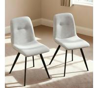 Home Source Ashford Pair of Boucle Fur Dining Chairs Kitchen Dining Room in Off-White Home Source Off-White