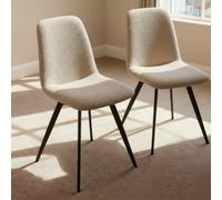 Home Source Ashford Pair Of Modern Beige Fabric Dining Chairs
