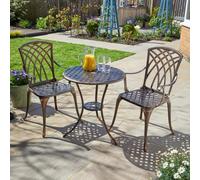 Bistro Set Outdoor Garden Patio Lattice Table & 2 Chairs Aluminium Frame