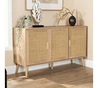 Sideboard 3 Rattan Doors Solid Wooden Legs Cabinet Home Furniture