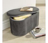 Home Source Aurora Lift Top Velvet Fabric Storage Ottoman Grey