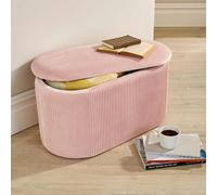 Home Source Aurora Lift Top Velvet Fabric Storage Ottoman Pink
