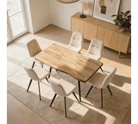 Home Source Avara 7 Piece Dining Set 140Cm Table And X6 Ashford Upholstered Chairs - Off White