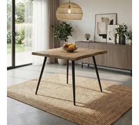 Home Source Avara 80Cm Square Dark Oak Effect Dining Table With Black Metal Legs